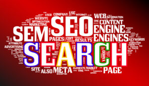 A visually striking design featuring the word "seo" on a vibrant red background.